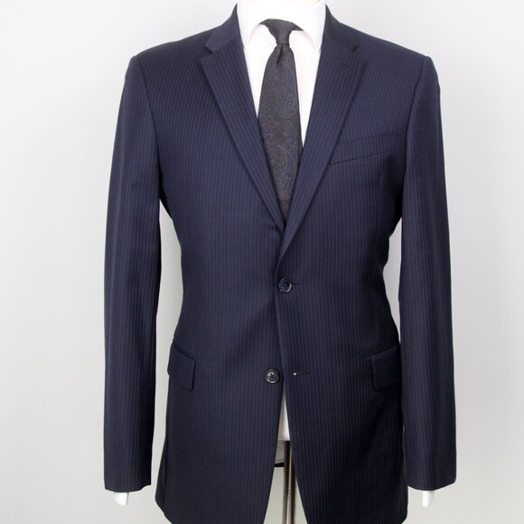 Tommy Hilfiger Mens 2-Bttn Blazer Sport Coat Jacket Navy Striped 40L E081251 - Picture 4 of 15